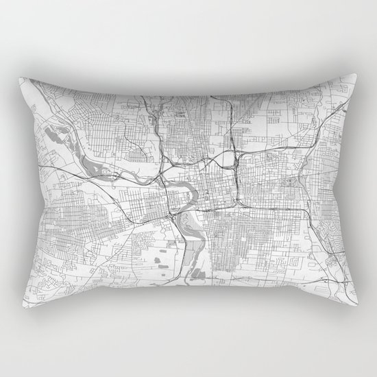 Columbus Map Line Rectangular Pillow