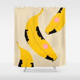 Funky Banana Pop-Art - Yellow Black Pink Shower Curtain