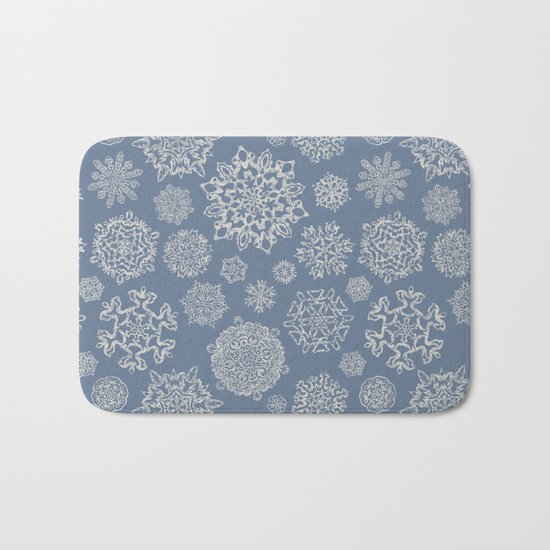 Merry Christmas- Abstract christmas snow star pattern on fresh grey I Bath Mat