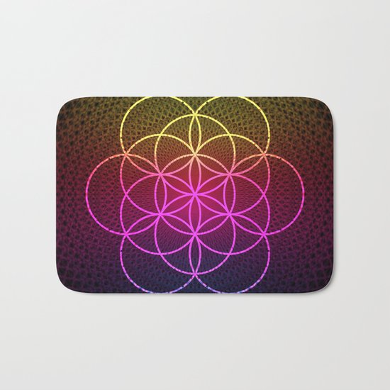Sacred Rainbow Flower of Life Bath Mat