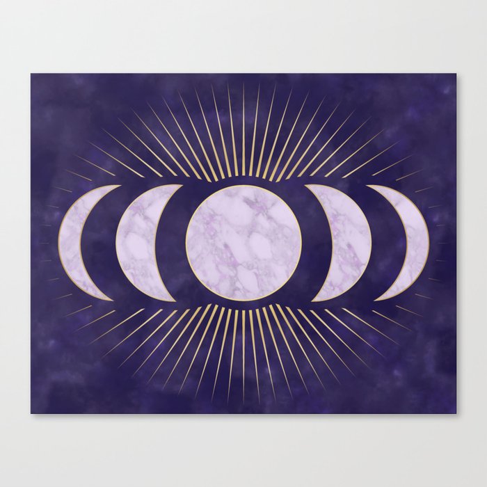 Witchy Purple Moon Phases Canvas Print