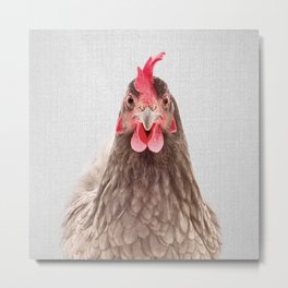 Chicken - Colorful Metal Print | Chicken, Farmhouse, Portrait, Funny, Farm, Kids, Hen, Nature, Feathers, Modern 