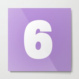 6 (White & Lavender Number) Metal Print