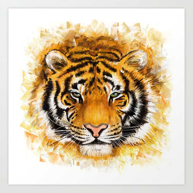 Artistic Tiger Face Art Print By Fantasyartdesigns Society6