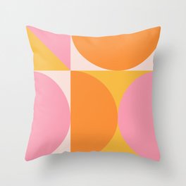 Mid Century Modern Scandinavian Geometric Abstract 354 Pink Yellow and Orange Throw Pillow