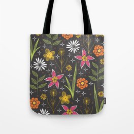 bright retro floral print Tote Bag