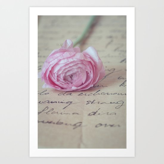 Love Letter With Ranunculus Art Print
