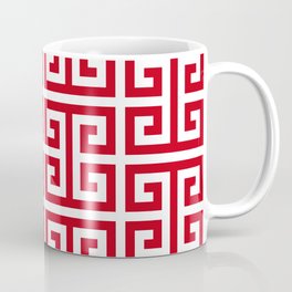 Pomegranate Red and White Greek Key Pattern Mug