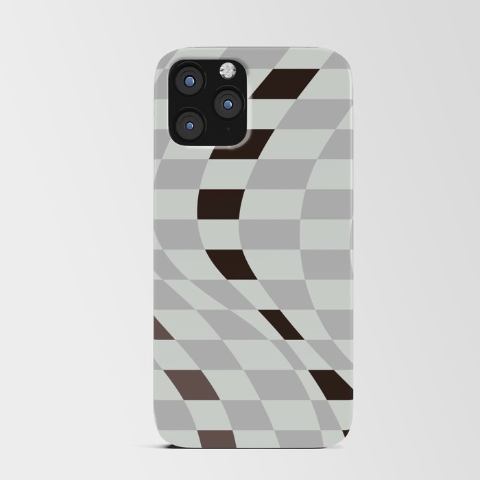 Gray warp checked iPhone Card Case