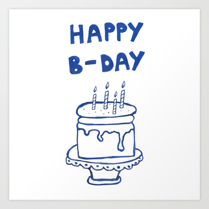 Happy Birthday With Cake And Candles Art Print By Julli Society6