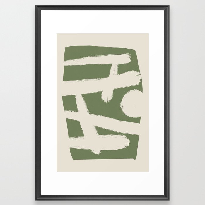 Abtract in matcha green and milk 03 Framed Art Print
