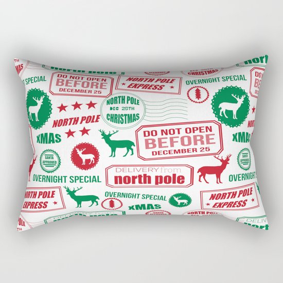 North Pole santa sleigh post office pattern reindeer print xmas holiday gifts decor Rectangular Pillow