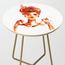 Pearl Girl Fashion Watercolor Side Table