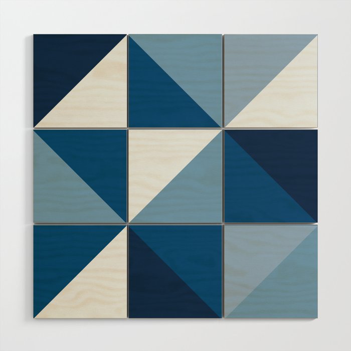 Modern Shades of Blue Wood Wall Art