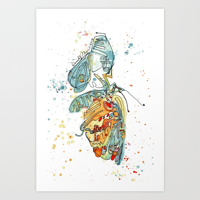 Butterfly with Chrysalis Art Print