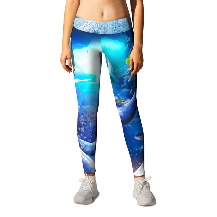 Galaxy Dolphin Dolphins In Space Swimming Leggings