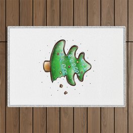christmas gingerbread in the form of a tree  Outdoor Rug