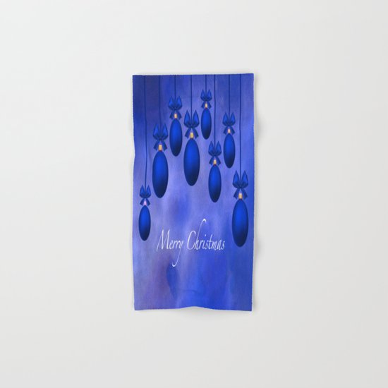 Merry Christmas Ornaments Bows and Ribbons – Blue Hand & Bath Towel