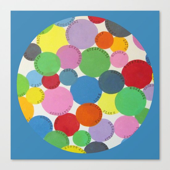 Word Bubbles Blue Canvas Print