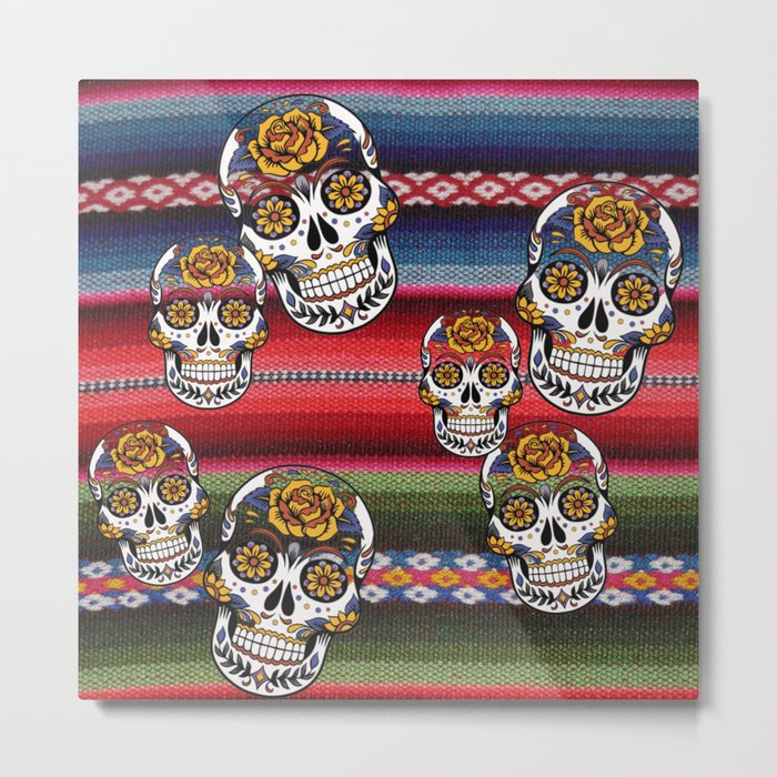 Sugar Skull Dia de Los Muertos Metal Print