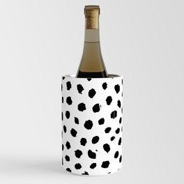 Black and White Brushstroke Dots Wine Chiller