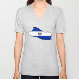 El Salvador Map with Salvadoran Flag V Neck T Shirt