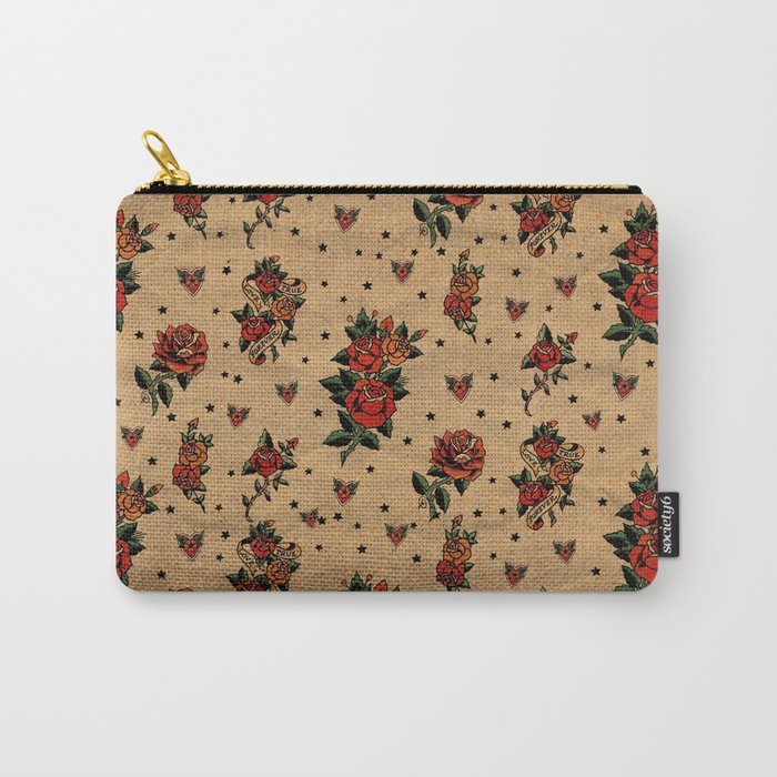 Retro rose tattoo Carry-All Pouch