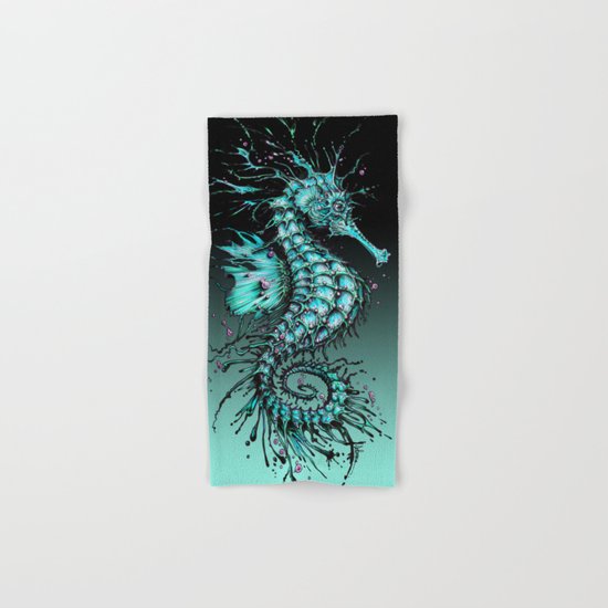 Cyan Seahorse Hand & Bath Towel