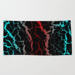 Cracked Space Lava - Cyan/Red Beach Towel