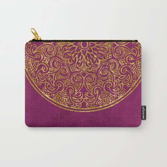 Red gold Luxury round Ornament Carry-All Pouch