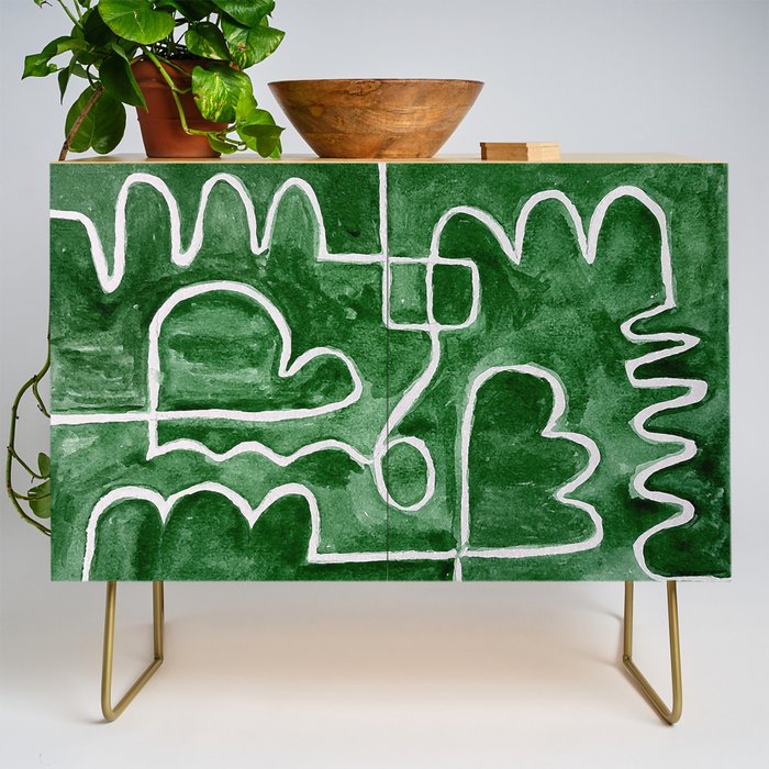 hand painted abstract curve lines 326 Credenza