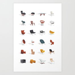 Mid Century Modern Chairs  Art Print