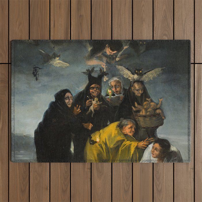 The Witches' Sabbath, Las Brujas by Francisco de Goya Outdoor Rug