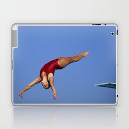 Woman diver flying through the air. Laptop & iPad Skin