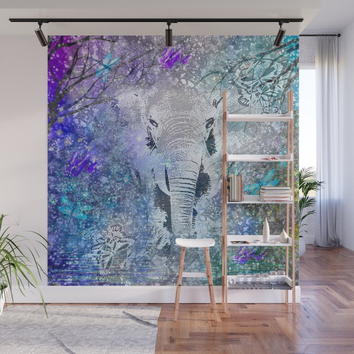ELEPHANT IN THE STARRY LAKE Wall Mural
