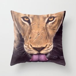African Lioness Painting Throw Pillow