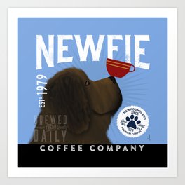 Newfie newfoundland dog dog art artwork coffee barista kona roaster arabica  Art Print