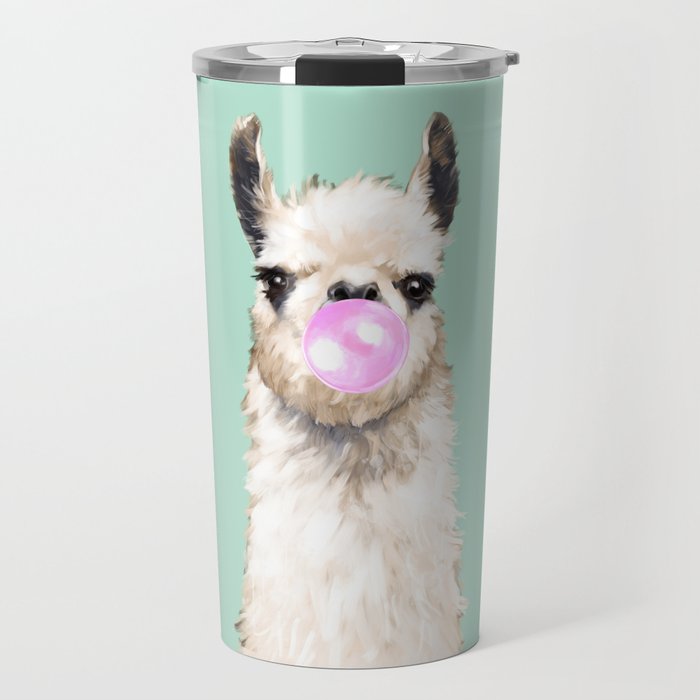 Bubble Gum Popped on Llama (1 in series of 3) Travel Mug
