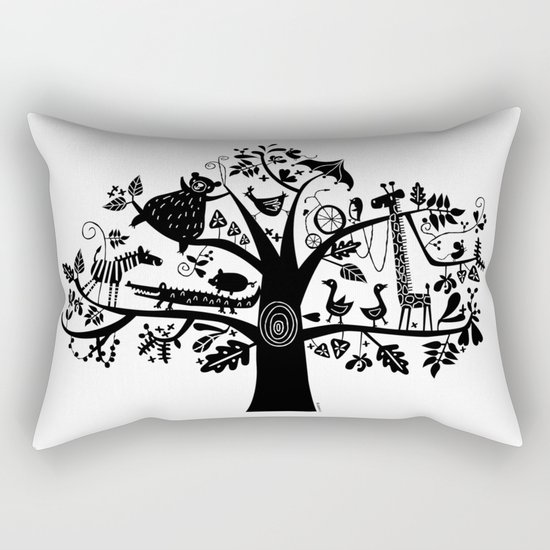 :) animals on tree Rectangular Pillow