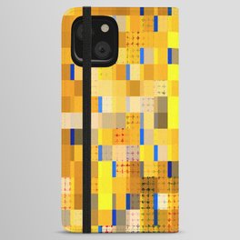 geometric pixel square pattern abstract background in yellow blue red iPhone Wallet Case