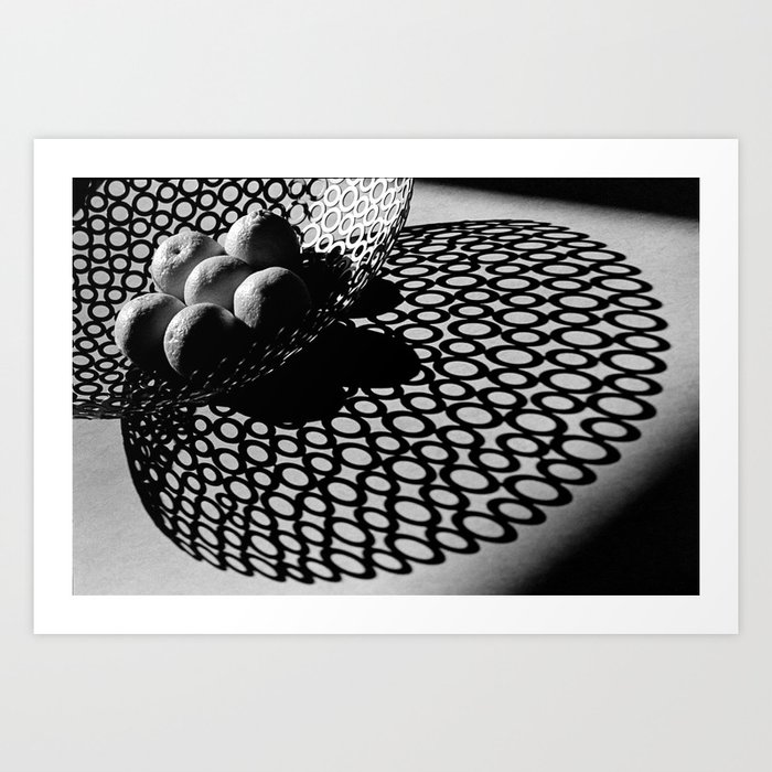 A bowl of oranges black and white photograph art print Art Print