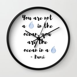 Ocean Drop Rumi Quote Wall Clock