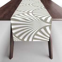 Art Deco Dark Grey & White Fan Pattern Table Runner