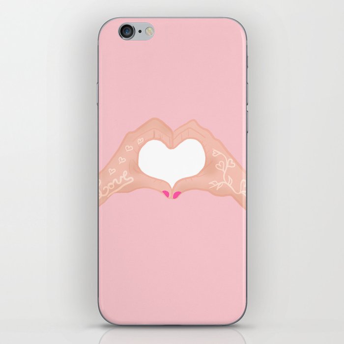 Love hands illustration St Valentine pink tattoo iPhone Skin