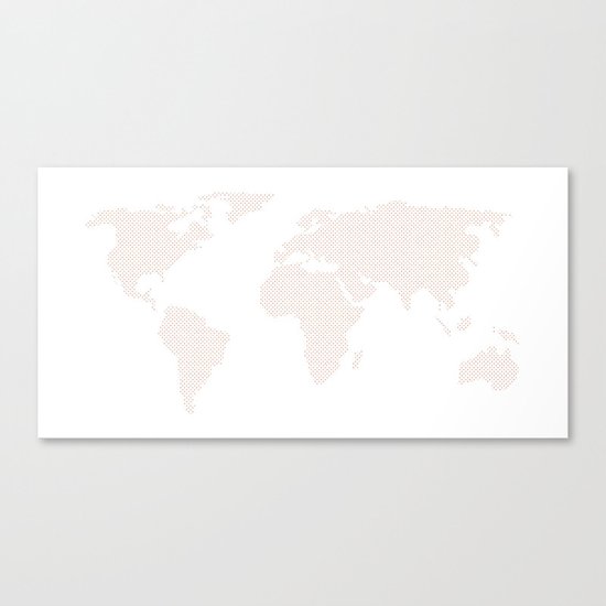 World Map Dots Rose Gold Bronze Copper Canvas Print