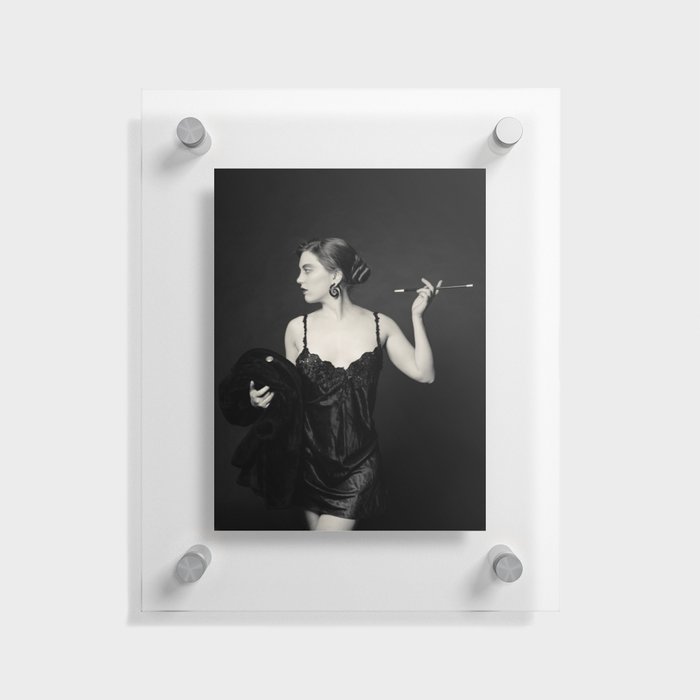 "A Noir Night Out" - The Playful Pinup - Modern Gothic Twist on Pinup by Maxwell H. Johnson Floating Acrylic Print
