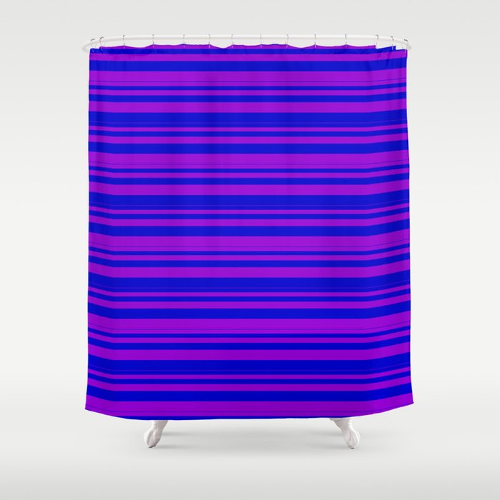 Dark Violet and Blue Colored Lines Pattern Shower Curtain