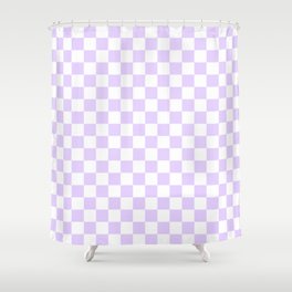 Large Chalky Pale Lilac Pastel Color and White Checkerboard Shower Curtain