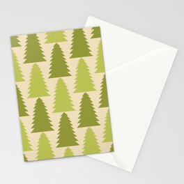 Retro Vintage Green Christmas Tree Pattern Stationery Card