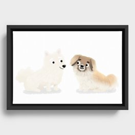 Custom Dog Art American Eskimo and Tibetan Spaniel Framed Canvas